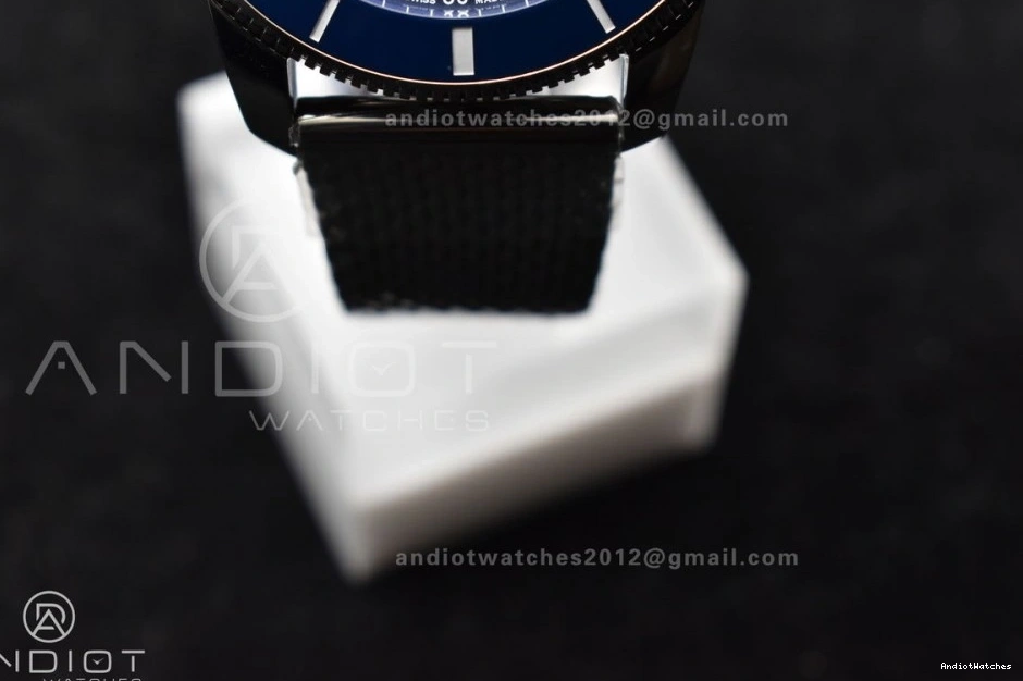 Dial 42mm SS Ceramic SS Blue Heritage Fashionable Bezel BLSF Mesh Bracelet 1169 Blue SuperOcean II on A 0402